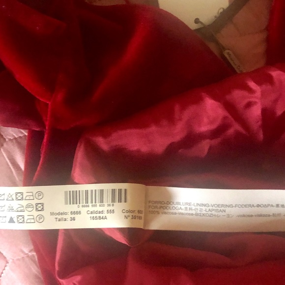 NWT Massimo Dutti Red Velvet Dress sz 4 - Picture 5 of 8